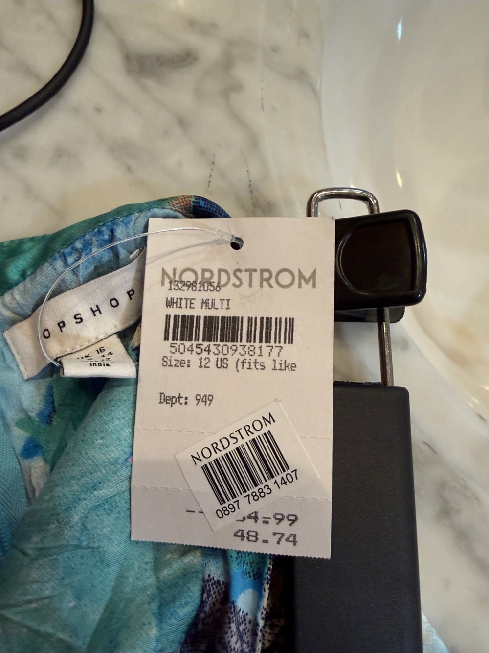 Topshop Blue Multi Floral Patchwork Midi Skirt - Picture 2 of 2